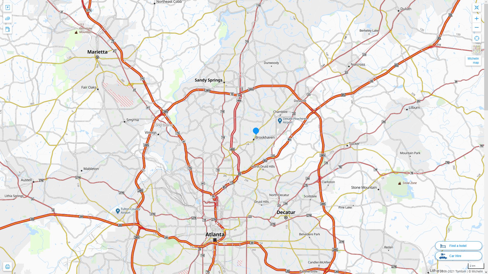North Atlanta Georgia Highway and Road Map